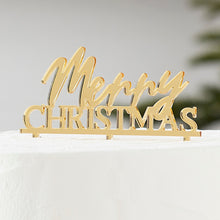 Load image into Gallery viewer, Ginger Ray Merry Christmas Gold Acrylic Cake Topper
