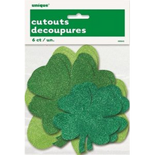 Load image into Gallery viewer, Clover Glitter Cutouts - 6ct
