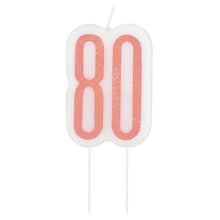 Load image into Gallery viewer, Glitz Rose Gold Numeral Birthday Candle 80
