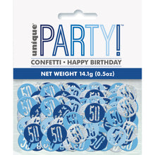 Load image into Gallery viewer, Birthday Blue Glitz Number 50 Confetti, .5oz
