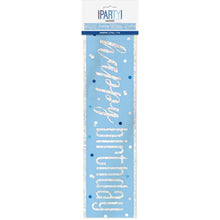 Load image into Gallery viewer, &quot;Happy Birthday&quot; Glitz Blue &amp; Silver Foil Banner (9ft)
