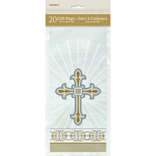 Load image into Gallery viewer, Gold &amp; Silver Radiant Cross Cellophane Bags 5&quot;x11&quot;, 20ct

