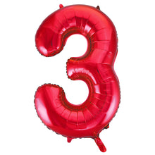 Load image into Gallery viewer, Red Number 3 Shaped Foil Balloon 34&quot;
