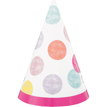 Load image into Gallery viewer, Pink Dots 1st Birthday Mini Party Hats, 8ct
