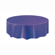 Load image into Gallery viewer, Deep Purple Solid Round Plastic Table Cover, 84&quot;

