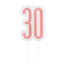 Load image into Gallery viewer, Glitz Rose Gold Numeral Birthday Candle 30
