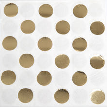 Load image into Gallery viewer, Gold Foil Dots Beverage Napkins, 16ct - Foil Stamped
