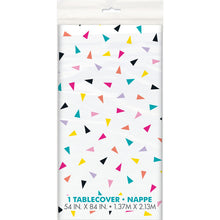 Load image into Gallery viewer, Triangle Confetti Birthday Rectangular Plastic Table Cover, 54&quot;x84&quot;
