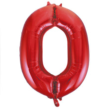 Load image into Gallery viewer, Red Number 0 Shaped Foil Balloon 34
