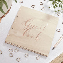Load image into Gallery viewer, Rose Gold Wooden Guest Book, 32 Pages
