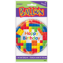 Load image into Gallery viewer, Building Blocks Birthday Round Foil Balloon 18&quot;, Packaged
