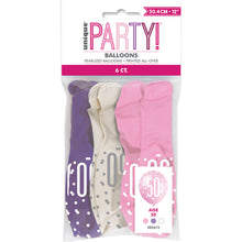 Load image into Gallery viewer, 12&quot; Glitz Petal Pink, Spring Lavender, &amp; White Latex Balloons 50 - 6ct

