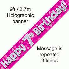 Load image into Gallery viewer, 7th Birthday Pink Holographic Banner 2.7m

