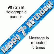 Load image into Gallery viewer, 7th Birthday Blue Holographic Banner 2.7m
