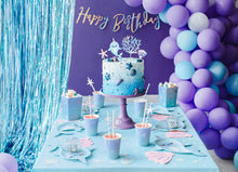 Load image into Gallery viewer, Matte Light Blue Shimmer Curtain Backdrop
