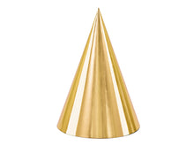 Load image into Gallery viewer, Metallic Gold  Party Hats 6 Pack
