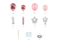 Load image into Gallery viewer, First Birthday Pink And Silver Bouquet Of Balloons, 90x140cm
