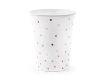 Load image into Gallery viewer, Rose Gold Dotted cups, white, 260ml - 6pcs
