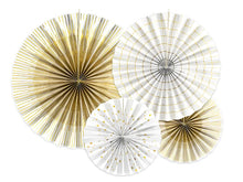 Load image into Gallery viewer, White &amp; Gold Decorative Rosettes - 4ct
