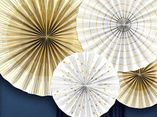Load image into Gallery viewer, White &amp; Gold Decorative Rosettes - 4ct
