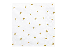 Load image into Gallery viewer, Gold Hearts White Napkins - 20 Pack
