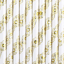 Load image into Gallery viewer, Gold Daisy Paper Straws - 10ct
