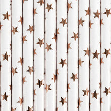Load image into Gallery viewer, Rose Gold Stars Paper Straws - 10ct

