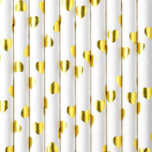 Load image into Gallery viewer, Gold Heart Paper Straws - 10ct
