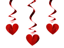 Load image into Gallery viewer, Red Metallic Heart Swirls - 3pcs
