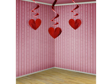 Load image into Gallery viewer, Red Metallic Heart Swirls - 3pcs
