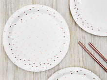 Load image into Gallery viewer, White Rose Gold Dotted Plates - 18cm
