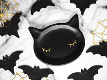 Load image into Gallery viewer, Black Cat Head Shaped Paper Plates (6ct)
