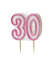 Load image into Gallery viewer, Glitz Pink Numeral Birthday Candle 30
