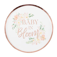 Load image into Gallery viewer, Baby In Bloom Rose Gold Baby Shower Plates, 8ct
