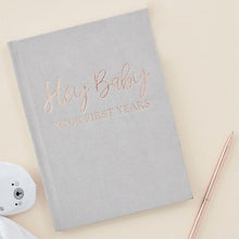 Load image into Gallery viewer, Grey Suede Baby Journal Book (21cm x 16cm)
