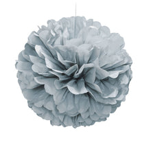 Load image into Gallery viewer, Silver 16&quot; Hanging Tissue Pom Pom
