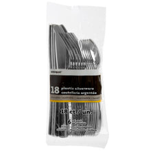 Load image into Gallery viewer, Silver Solid Assorted Plastic Silverware, 18ct
