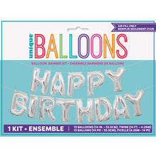 Load image into Gallery viewer, Silver Happy Birthday Foil Letter Balloon Banner Kit, 14&quot;
