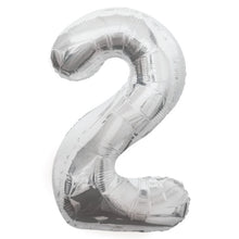 Load image into Gallery viewer, Silver Number 2 Shaped Foil Balloon 34&quot;
