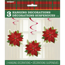 Load image into Gallery viewer, Poinsettia Hanging Decorations x3

