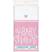 Load image into Gallery viewer, Pink Hearts Baby Shower Rectangular Plastic Table Cover - 54&quot;x84&quot;
