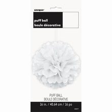 Load image into Gallery viewer, White 16&quot; Hanging Tissue Pom Pom
