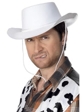 Load image into Gallery viewer, White Plastic Flocked Cowboy Hat
