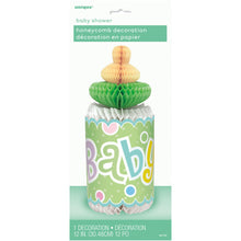 Load image into Gallery viewer, Polka Dots Baby Shower Bottle Shaped Honeycomb Decoration, 12&#39;&#39;
