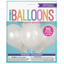 Load image into Gallery viewer, Pack of 12&quot; Pearlized Latex Balloons, 50ct - Iridescent White
