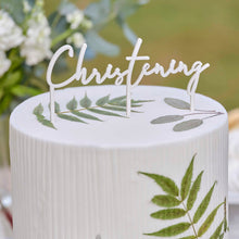 Load image into Gallery viewer, Ginger Ray White Wooden Christening Cake Topper
