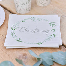 Load image into Gallery viewer, White and Green Christening Paper Napkins -  I’m eco friendly
