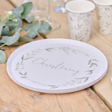 Load image into Gallery viewer, White and Green Christening Paper Plates -  I’m eco friendly
