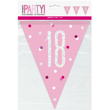 Load image into Gallery viewer, Birthday Pink Glitz Number 18 Flag Banner, 9 ft
