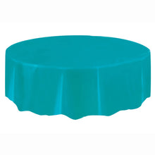 Load image into Gallery viewer, Terrific Teal Solid Round Plastic Table Cover, 84&quot;
